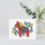Farbenfrohe schwedische Dala Horse Postkarte (Stehend Vorderseite)