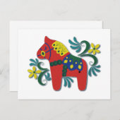 Farbenfrohe schwedische Dala Horse Postkarte (Vorne/Hinten)