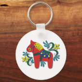 Farbenfrohe schwedische Dala Horse Schlüsselanhänger (Vorderseite)