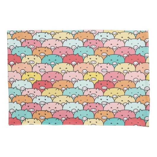 Farbenfrohe Schweine Funny und Niedliches Muster Kissenbezug (Vorderseite)