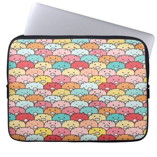 Farbenfrohe Schweine Funny und Niedliches Muster Laptopschutzhülle (Vorderseite)