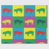 Farbenfrohe Schweine Umhüllungspapier Geschenkpapier (Flach)