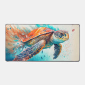 Farbenfrohe Schwimmen Meeresschildkröte Illustrati Schreibtischunterlage (Vorderseite)