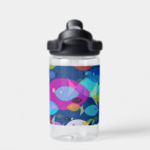 Farbenfrohe Schwimmfische Abstraktes Muster Blau Trinkflasche (Rückseite)