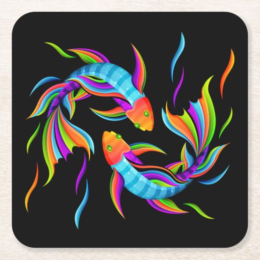 Farbenfrohe Schwimmfische oder Yin und Yang-Symbol Rechteckiger Pappuntersetzer (Vorderseite)