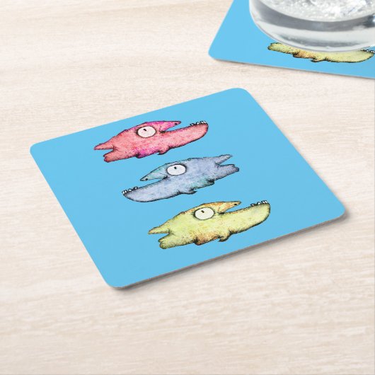 Farbenfrohe Schwimmfische Rechteckiger Pappuntersetzer (angewinkelt)