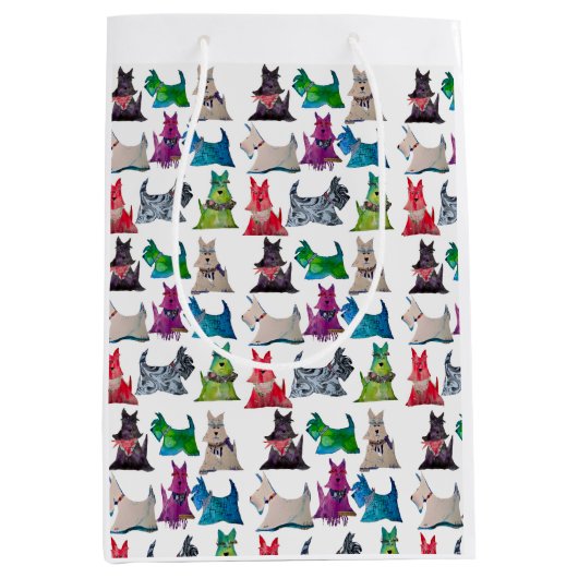 Farbenfrohe Scotties Mittlere Geschenktüte (Vorderseite)