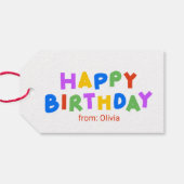 Farbenfrohe Script Happy Birthday Geschenkanhänger (Rückseite Horizontal)