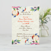 Farbenfrohe Scrollblattecru Hochzeitsfeier Brautpa Einladung (Stehend Vorderseite)