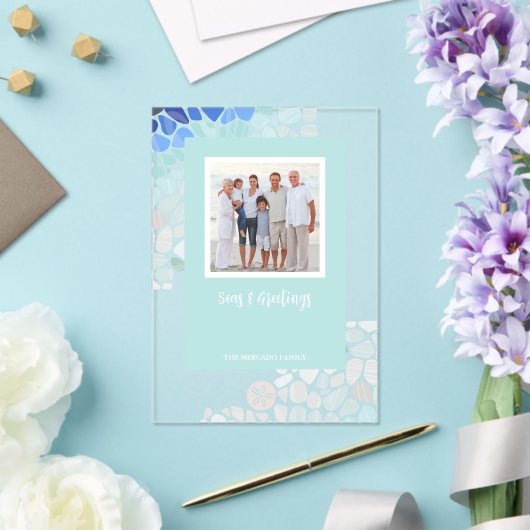 Farbenfrohe Sea Glass Weihnachts-Foto Weihnachtska Acryleinladungen (In Situ (Hochzeit))