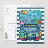 Farbenfrohe Sea Life Boy Kinderdusche Einladung (Vorne/Hinten)