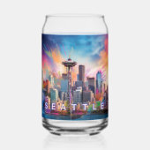 Farbenfrohe Seattle Skyline Dosenglas (Vorderseite)