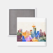 Farbenfrohe Seattle Skyline Magnet (Vorderseite/Rückseite)