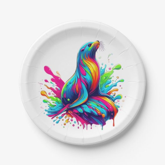 Farbenfrohe Seelenspalte Pappteller (Vorderseite)