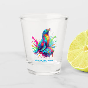 Farbenfrohe Seelenspalte Schnapsglas