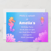 Farbenfrohe Seepferd-Party Einladung (Vorderseite)
