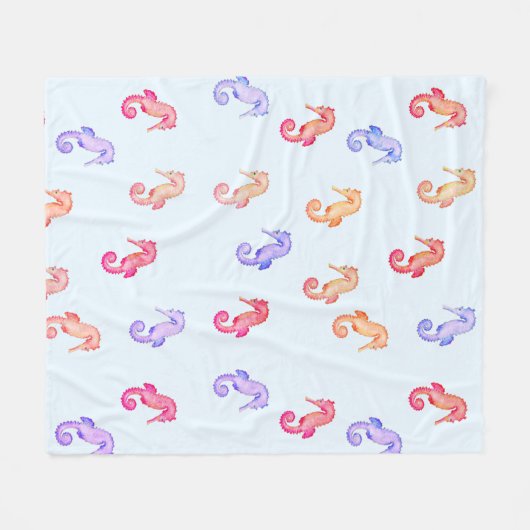Farbenfrohe Seepferde Muster Fleecedecke (Vorderseite (Horizontal))