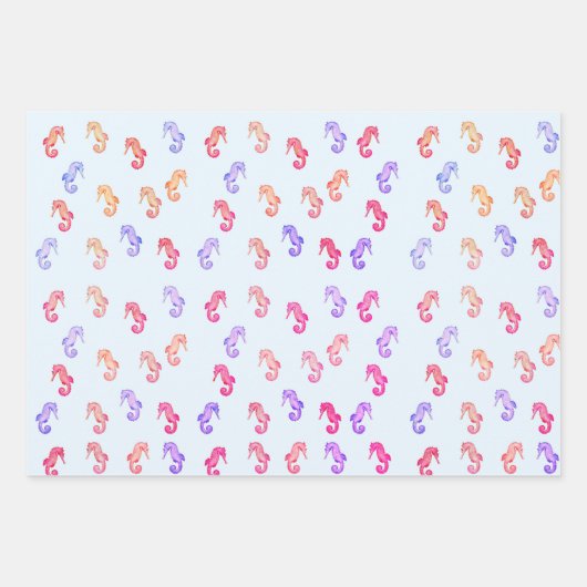 Farbenfrohe Seepferde Muster Geschenkpapier Set (Vorderseite 3)