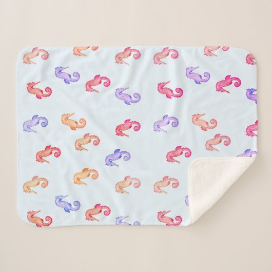 Farbenfrohe Seepferde Muster Sherpadecke (Vorderseite (Horizontal))