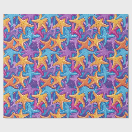 Farbenfrohe Seestars Geschenkpapier (Flach)