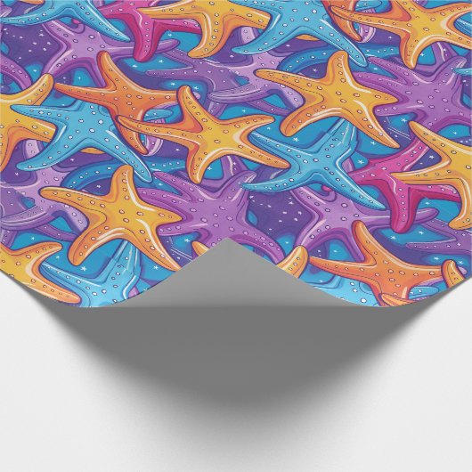 Farbenfrohe Seestars Geschenkpapier (Ecke)