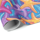 Farbenfrohe Seestars Geschenkpapier (Rolleneckpunkt)