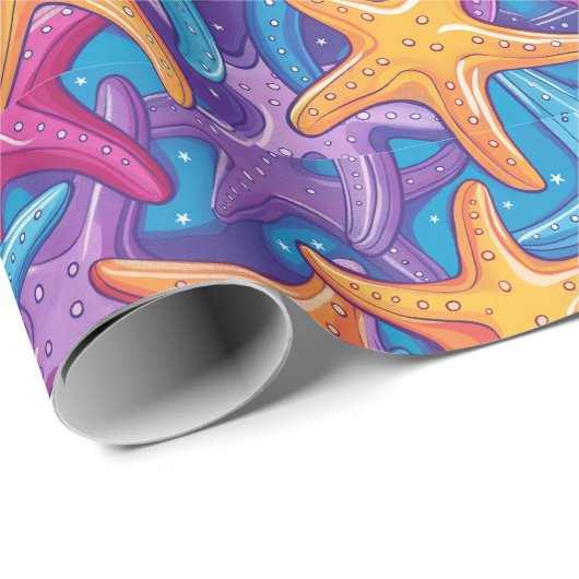 Farbenfrohe Seestars Geschenkpapier (Rolleneckpunkt)