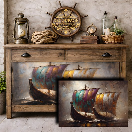 Farbenfrohe Segel Decoupage Seidenpapier