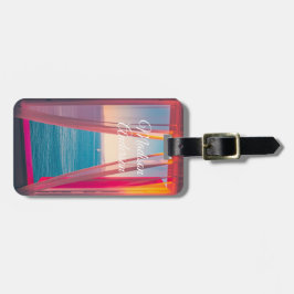 Farbenfrohe Segelbootansicht Personalisiert Gepäckanhänger