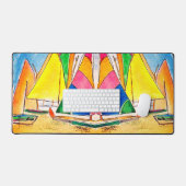 Farbenfrohe Segelboote auf der Strandmatte Schreibtischunterlage (Tastatur & Maus)