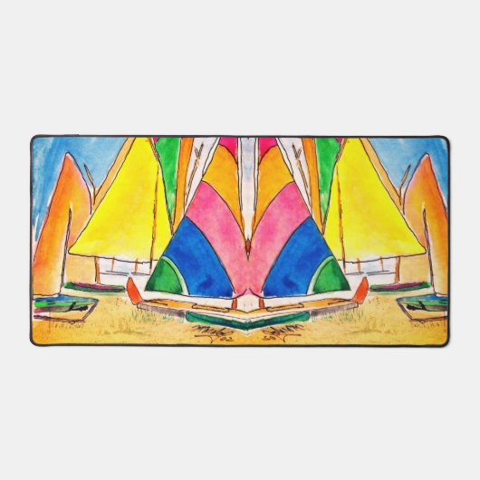 Farbenfrohe Segelboote auf der Strandmatte Schreibtischunterlage (Vorderseite)