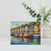 Farbenfrohe Segelboote in Marina Grußkarte Einladung (Stehend Vorderseite)