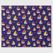 Farbenfrohe Segelboote Nautic Gemustert Geschenkpapier (Flach)