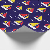 Farbenfrohe Segelboote Nautic Gemustert Geschenkpapier (Ecke)