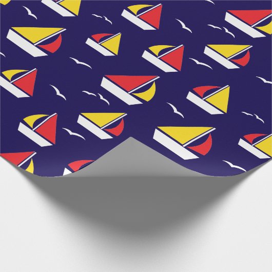 Farbenfrohe Segelboote Nautic Gemustert Geschenkpapier (Ecke)