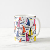 Farbenfrohe Segelschiff Sommertauchen Kaffeetasse (VorderseiteRechts)