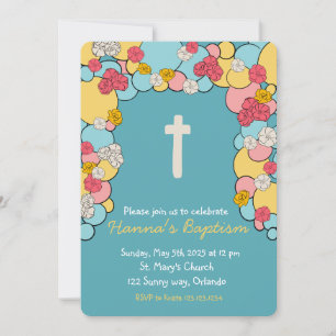 Farbenfrohe Segen Taufe Christening Einladung