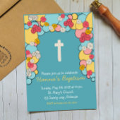 Farbenfrohe Segen Taufe Christening Einladung