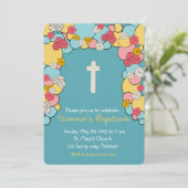 Farbenfrohe Segen Taufe Christening Einladung (Stehend Vorderseite)