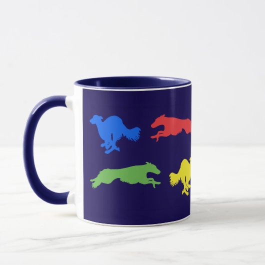 Farbenfrohe Seidene Windhunde  Tasse (Links)