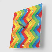 Farbenfrohe Seite an Seite Zig-Zag Streifen Quadratische Wanduhr (Winkel)