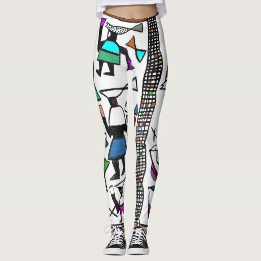 Farbenfrohe Senufo Print Leggings (Vorderseite)