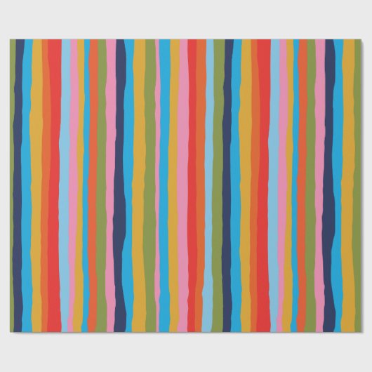 Farbenfrohe Serrate Streifen bemalt Boho Muster Geschenkpapier (Flach)