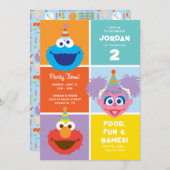 Farbenfrohe Sesamstraße | Geburtstag Einladung (Vorne/Hinten)