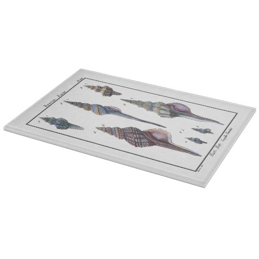 Farbenfrohe Seven Seashells Schneidebrett (Ecke)