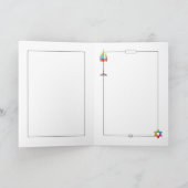 Farbenfrohe Shabbat Shalom Menorah in Magen David Karte (Innenseite)