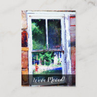 Farbenfrohe Shabby House-Karte "We ve Moved"