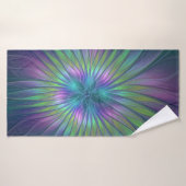 Farbenfrohe Shiny Fantasy Blume Abstraktes Fraktal Badehandtuch (Badehandtuch)