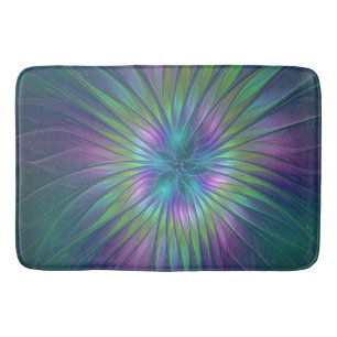 Farbenfrohe Shiny Fantasy Blume Abstraktes Fraktal Badematte