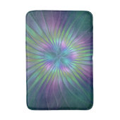 Farbenfrohe Shiny Fantasy Blume Abstraktes Fraktal Badematte (Vorderseite Vertikal)